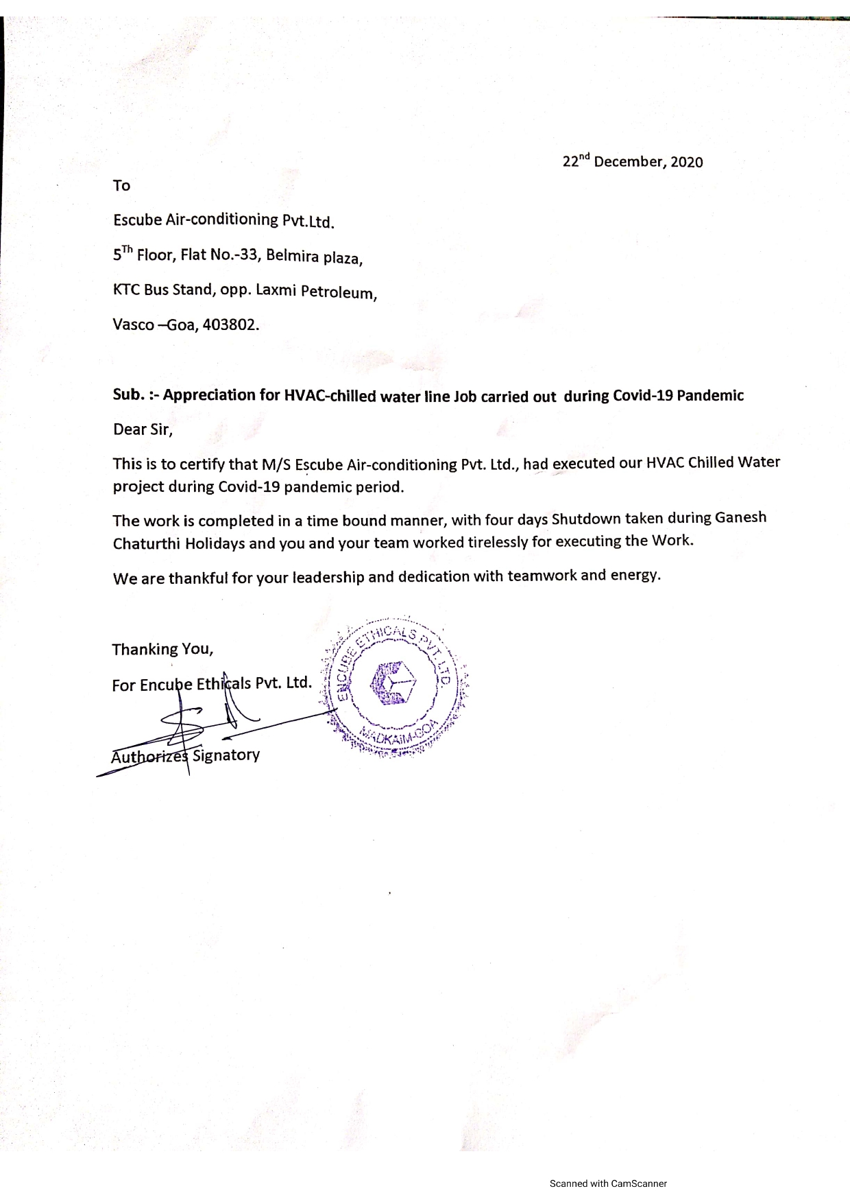 Appreciation Letter 3