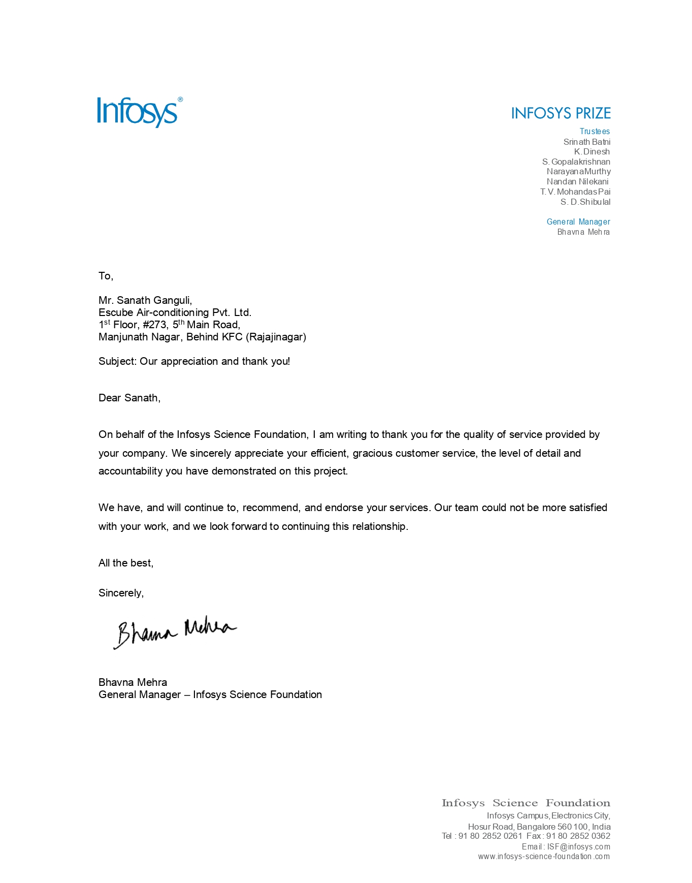 Appreciation Letter 4